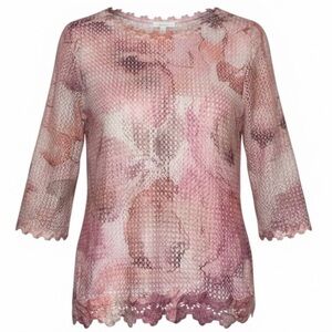 ALFRED DUNNER Casual Floral Net Blouse in Pink Size Petite Small
